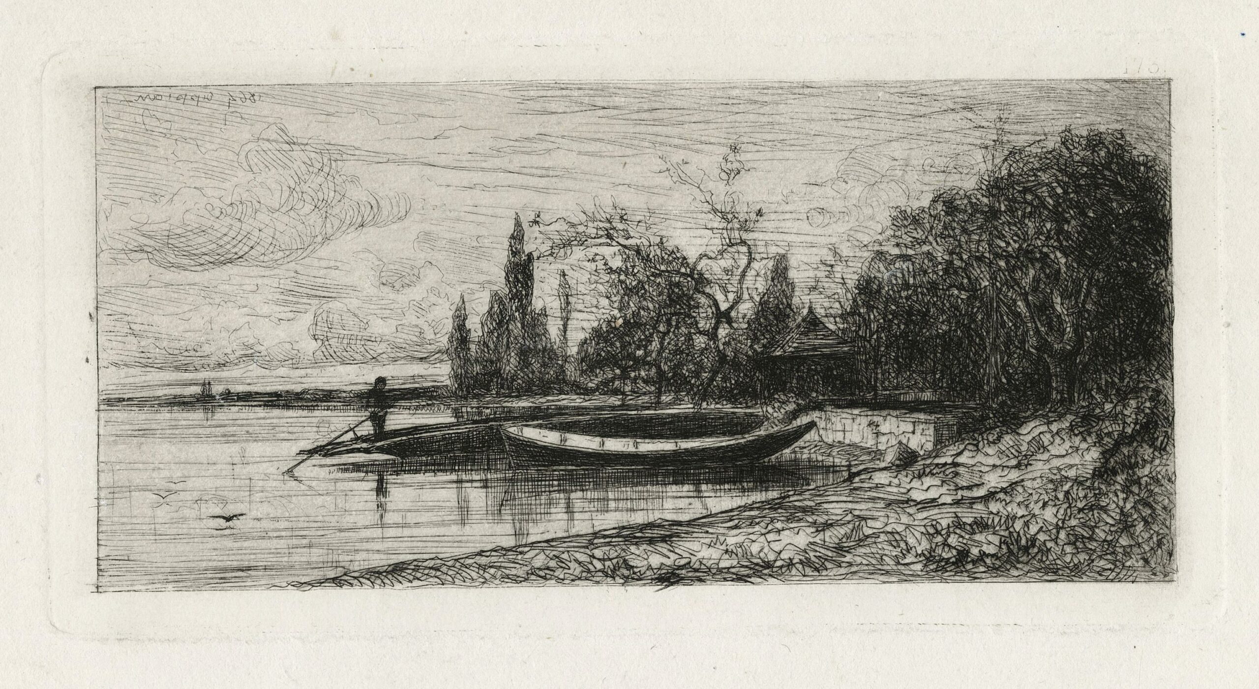 Adolphe APPIAN, Le Rhône près de Groslée, 1864, Gravure originale à l&rsquo;eau-forte, Galerie Paul Prouté Paris