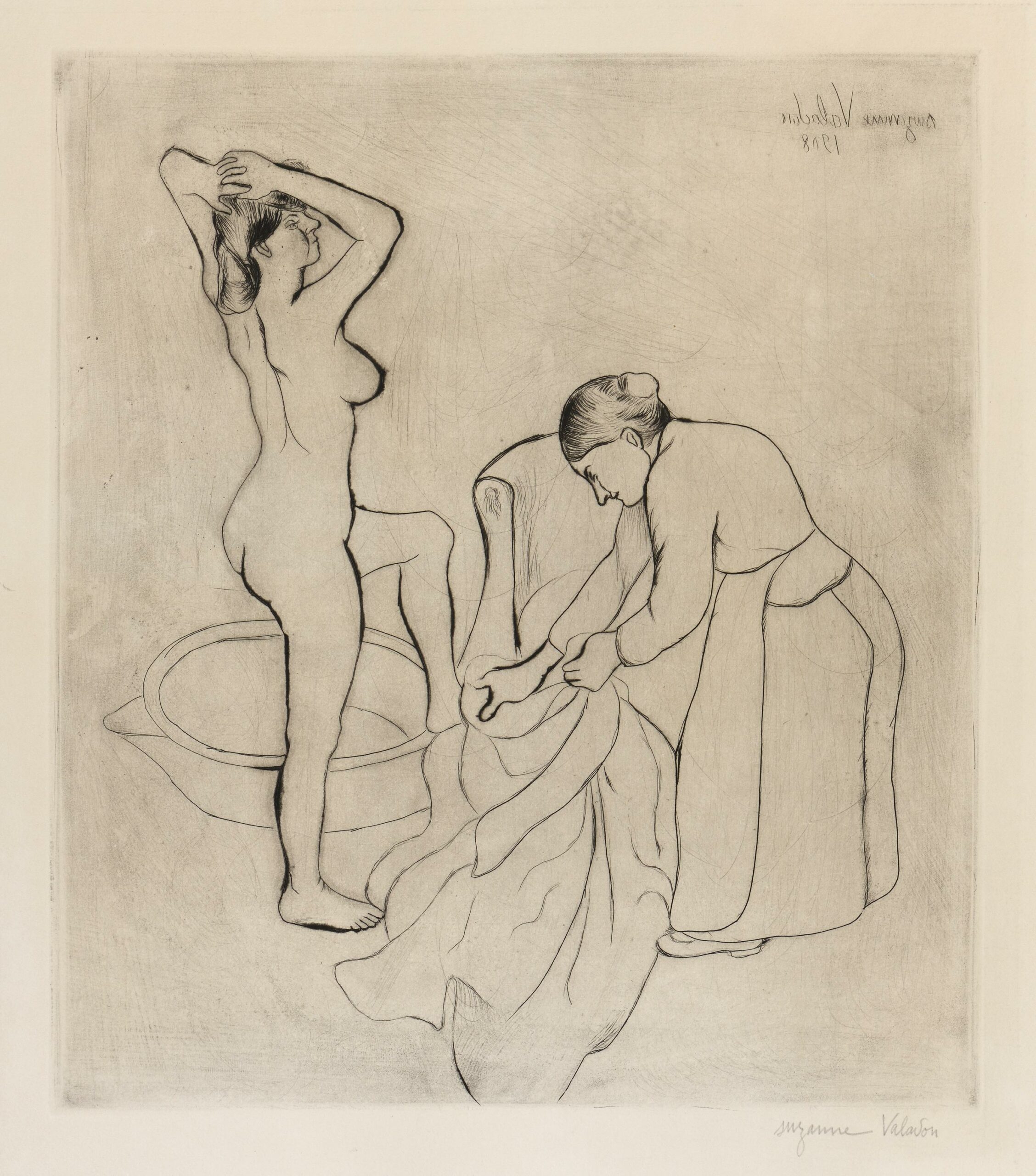Suzanne VALADON, Femme aux gros seins et femme vieille, 1908, Planche de l’album intitulé 18 planches originales de Suzanne Valadon gravées de 1895 à 1910, Paris, 1932, Galerie Paul Prouté Paris
