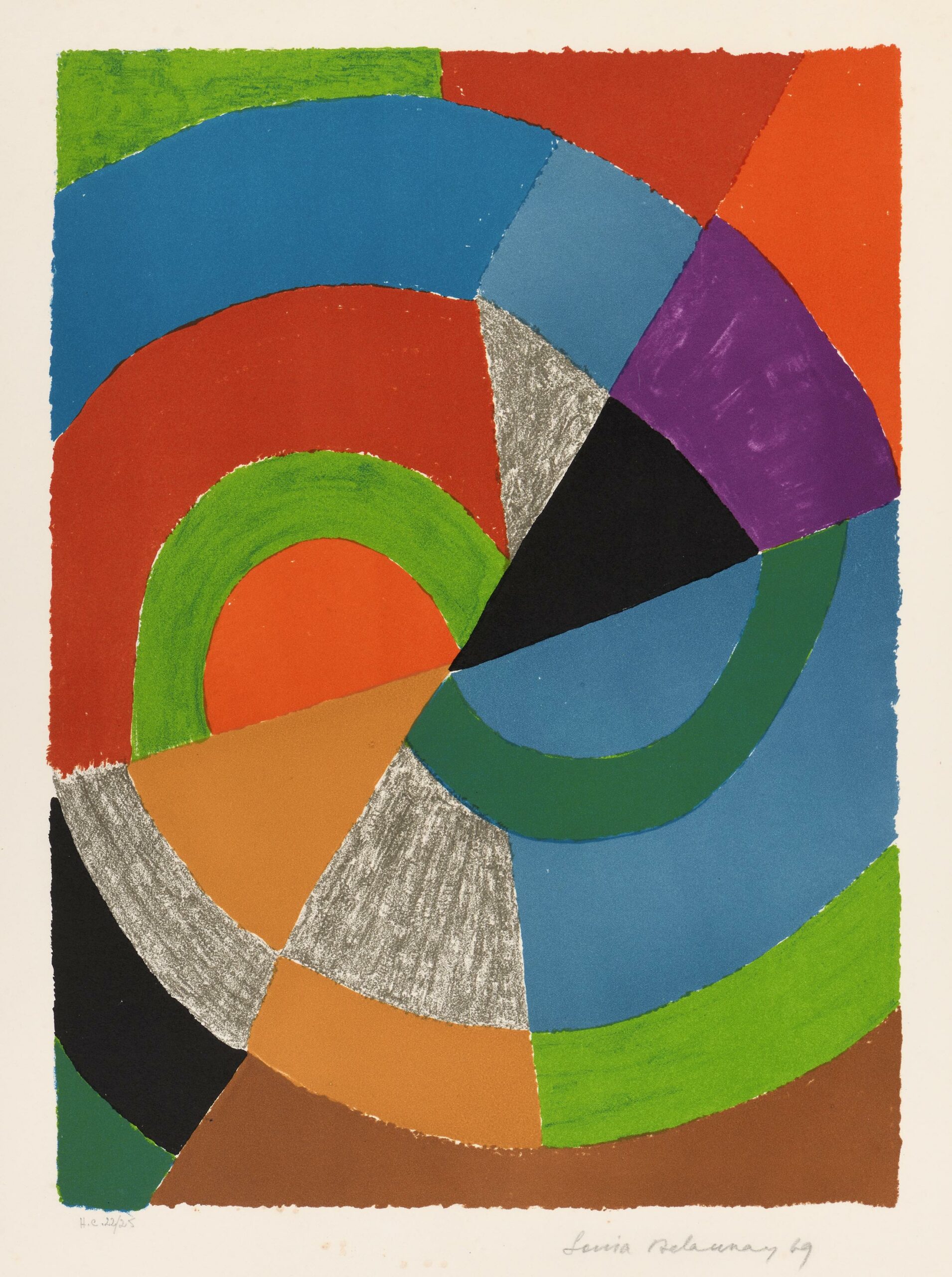 Sonia DELAUNAY, Ellipse, 1969, Lithographie originale en couleurs, Galerie Paul Prouté Paris
