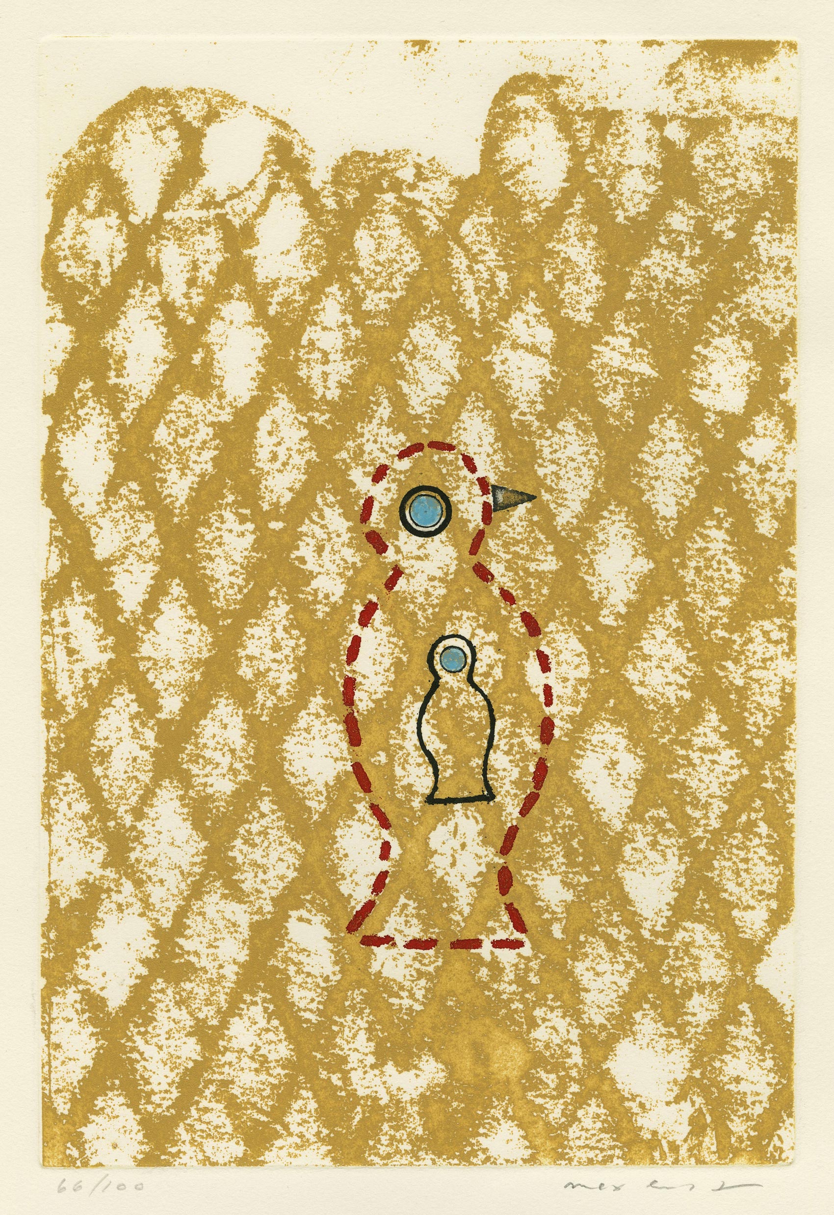 Max ERNST, Oiseau, 1971, Gravure originale à l&rsquo;eau-forte et aquatinte en couleurs, avec deux points d’aquarelle, Galerie Paul Prouté Paris
