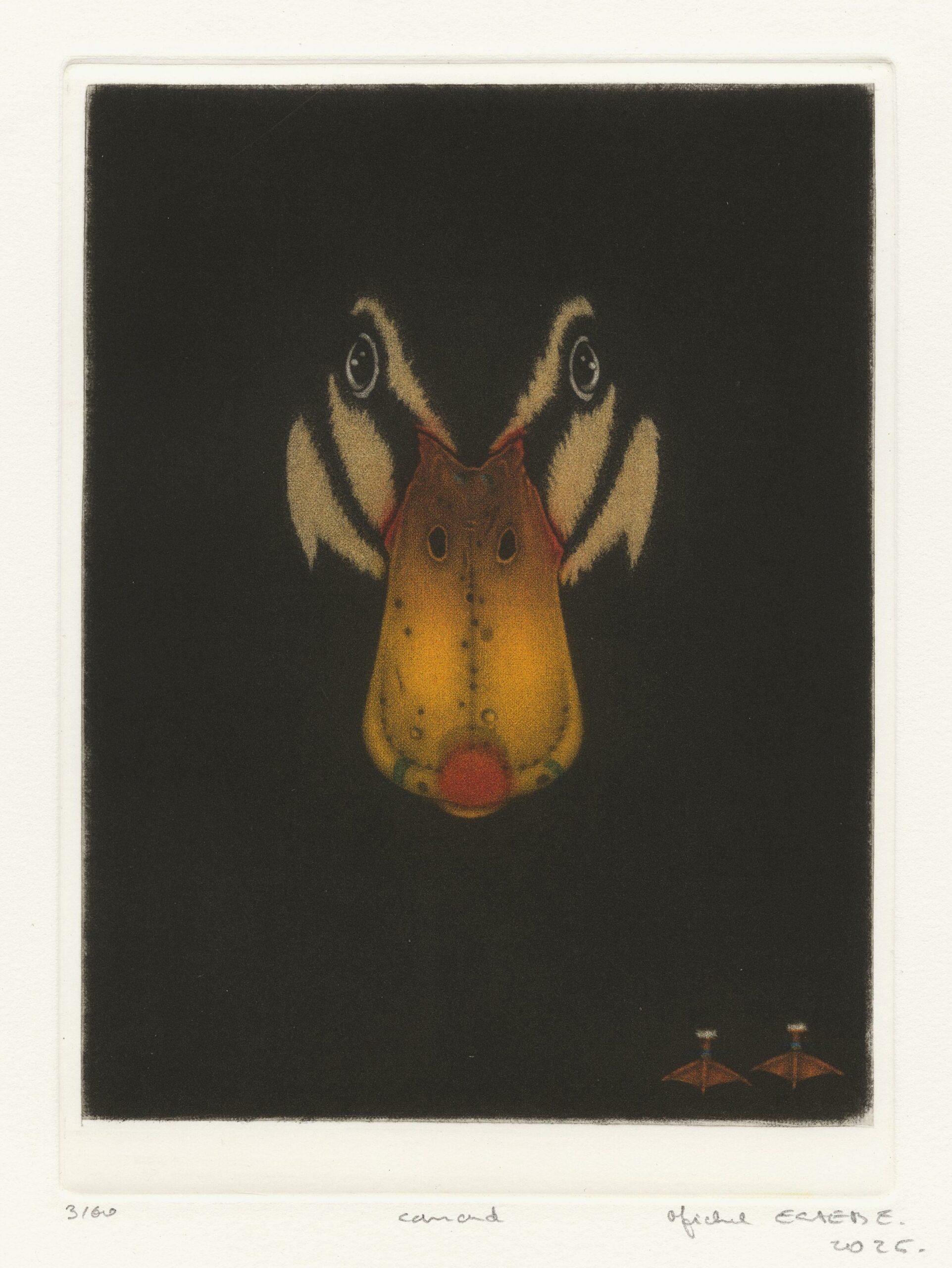 Michel ESTÈBE, Canard, 2026, Gravure originale à la manière noire en couleurs, Galerie Paul Prouté Paris