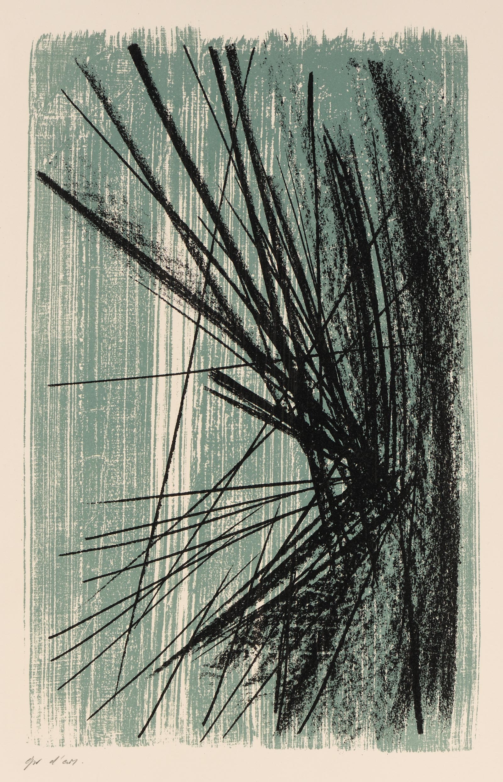 Hans HARTUNG, L 34, 1957, Autographie reportée sur pierre, Galerie Paul Prouté Paris