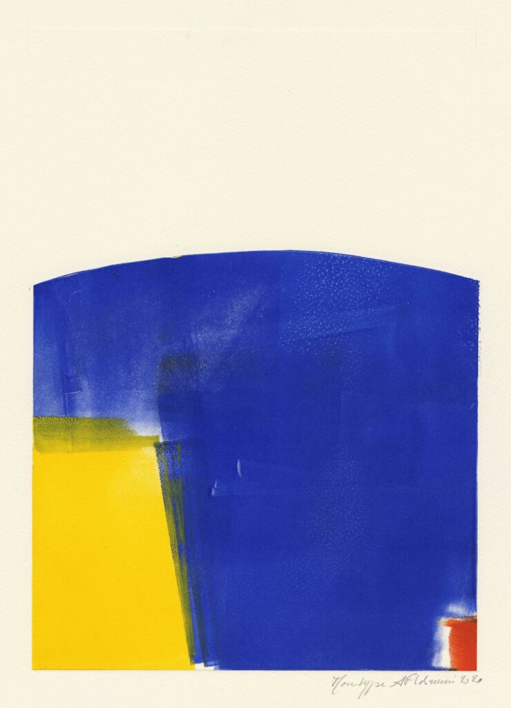 Labrunie – Sans titre (composition en bleu, jaune, orange)
