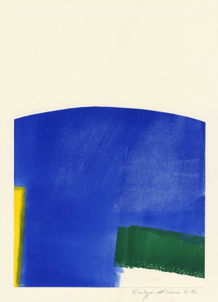 Labrunie – Sans titre (composition en bleu, vert et jaune)