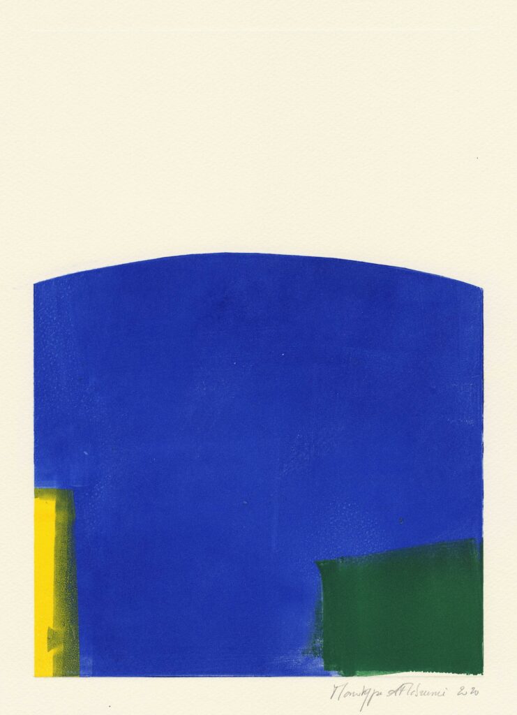 Labrunie – Sans titre (composition en bleu, vert et jaune)