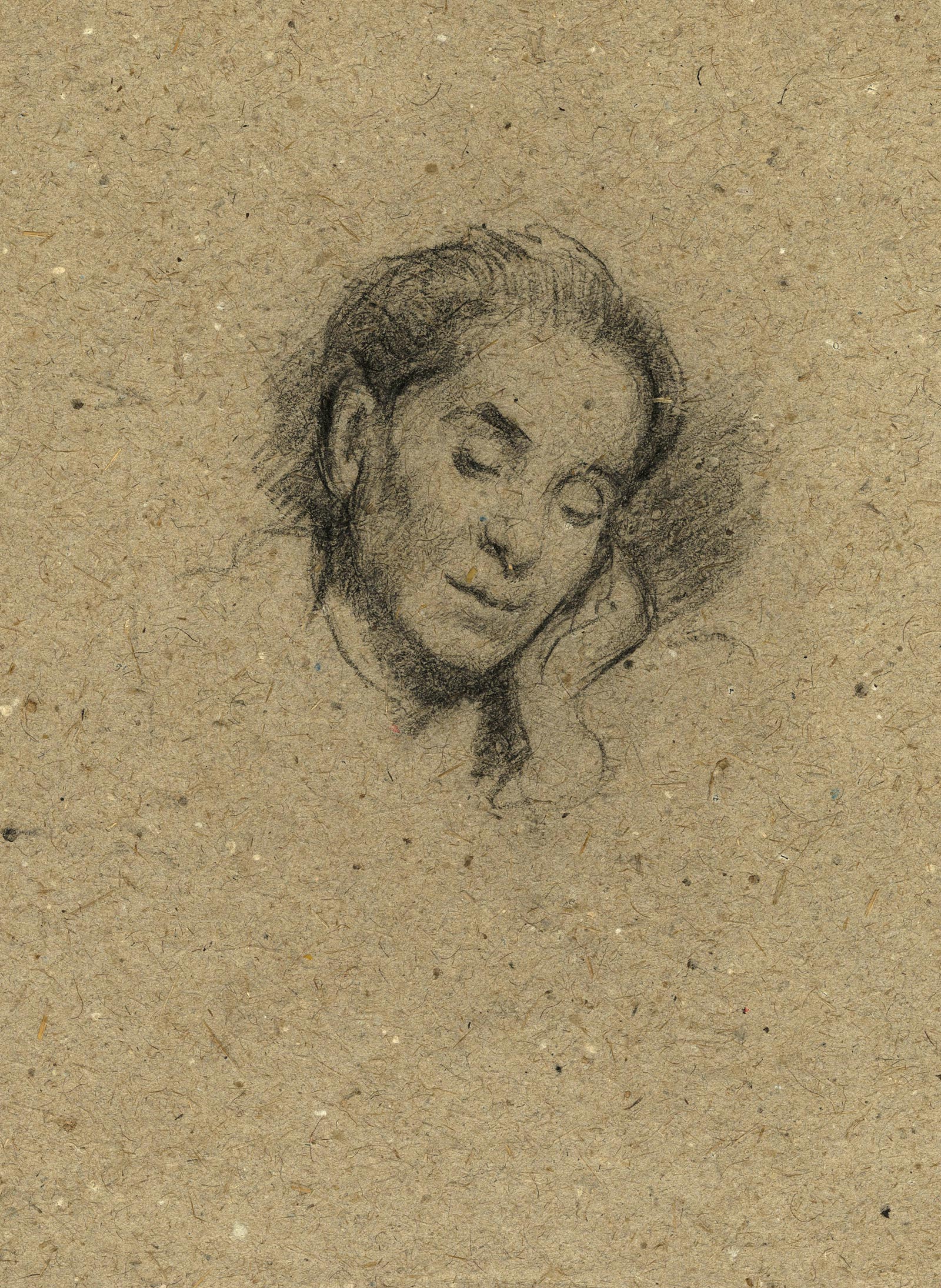 Marcellin DESBOUTIN, Portrait of Madame Desboutin (the artist's wife), Fusain sur papier chamois, Galerie Paul Prouté Paris