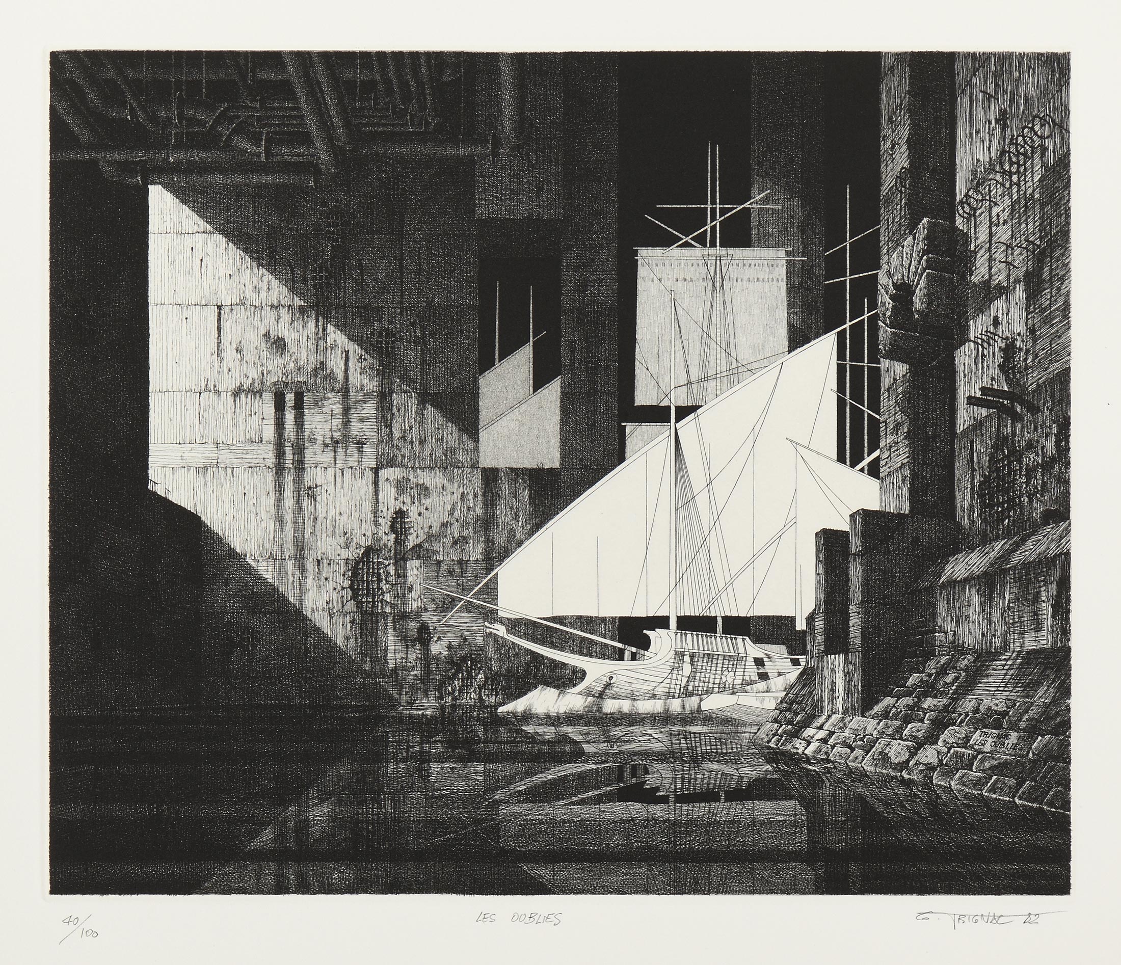 Gérard TRIGNAC, Les oubliés, 1982, Gravure originale à l&rsquo;eau-forte et au burin, Galerie Paul Prouté Paris