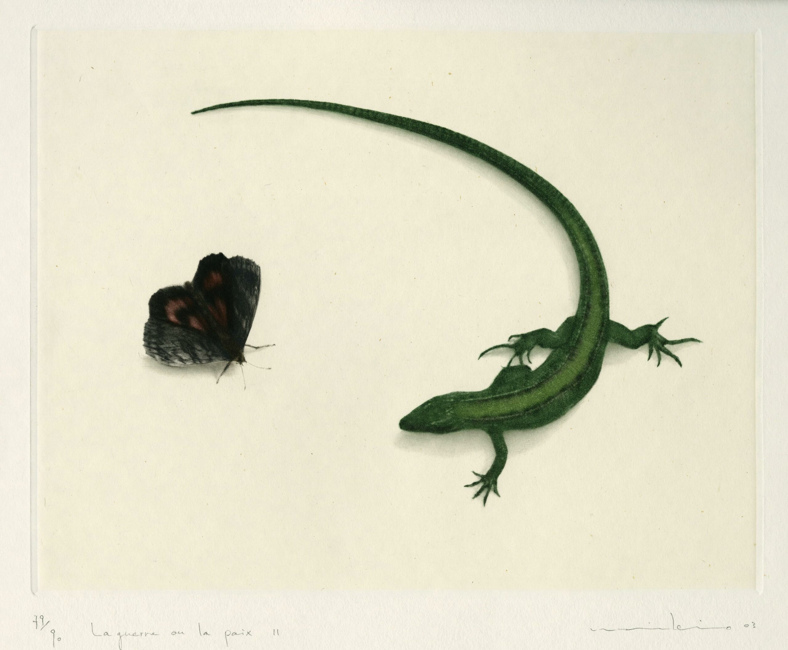 Mikio WATANABE, La guerre ou la paix, 2003, Gravure originale en manière noire en couleurs, Galerie Paul Prouté Paris