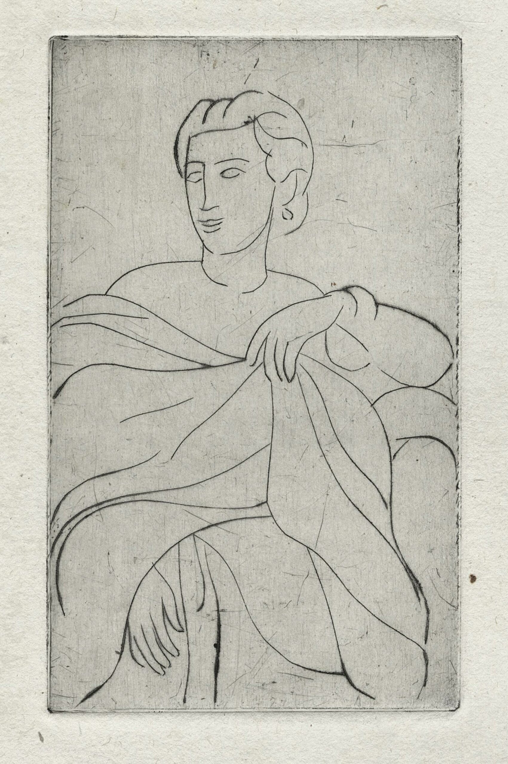 André DERAIN, Portrait d’une femme au châle, Gravure originale à l&rsquo;eau-forte, Galerie Paul Prouté Paris