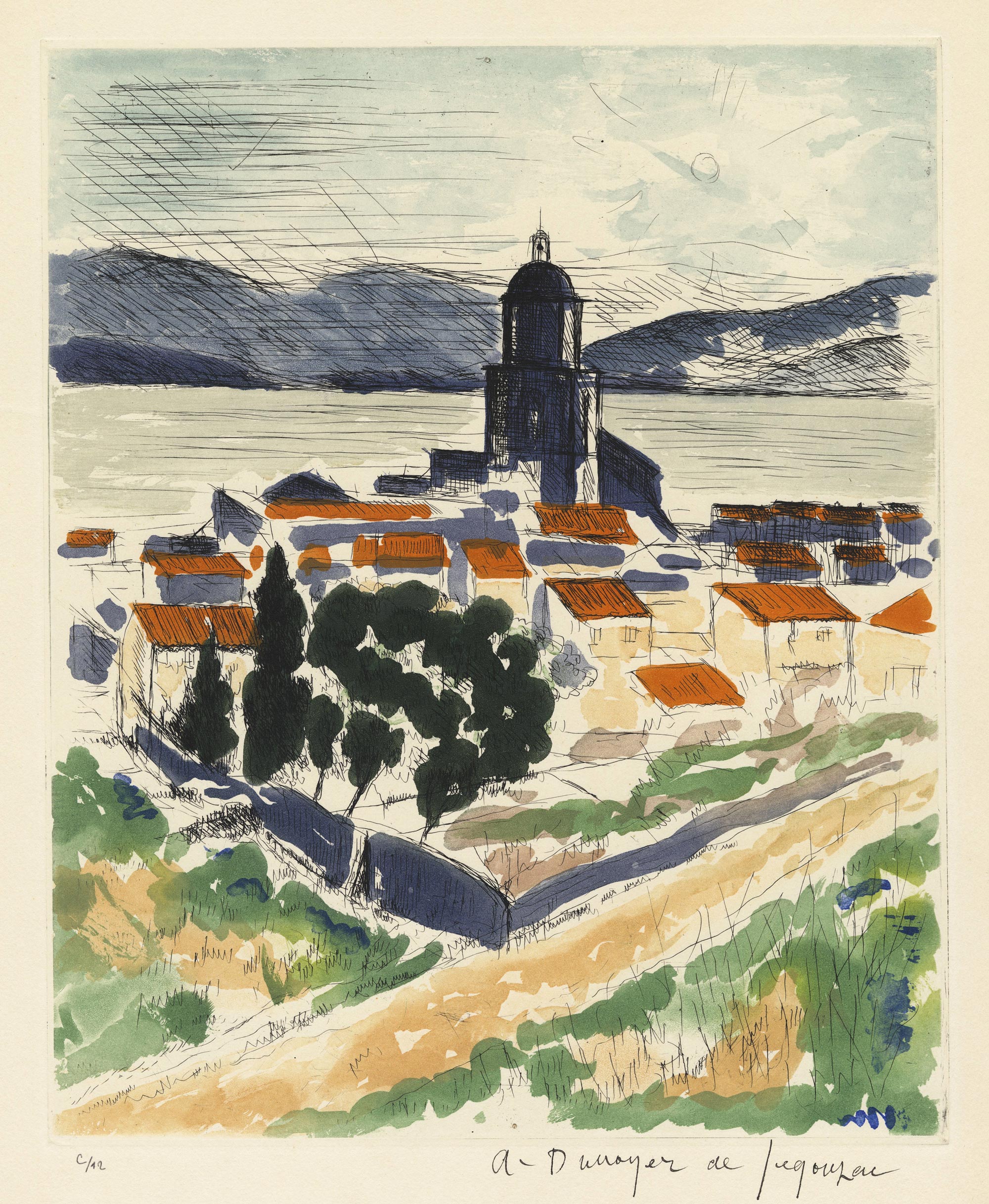 Albert-André-Marie DUNOYER DE SEGONZAC, Saint-Tropez, 1964, Gravure originale à l&rsquo;eau-forte, Galerie Paul Prouté Paris