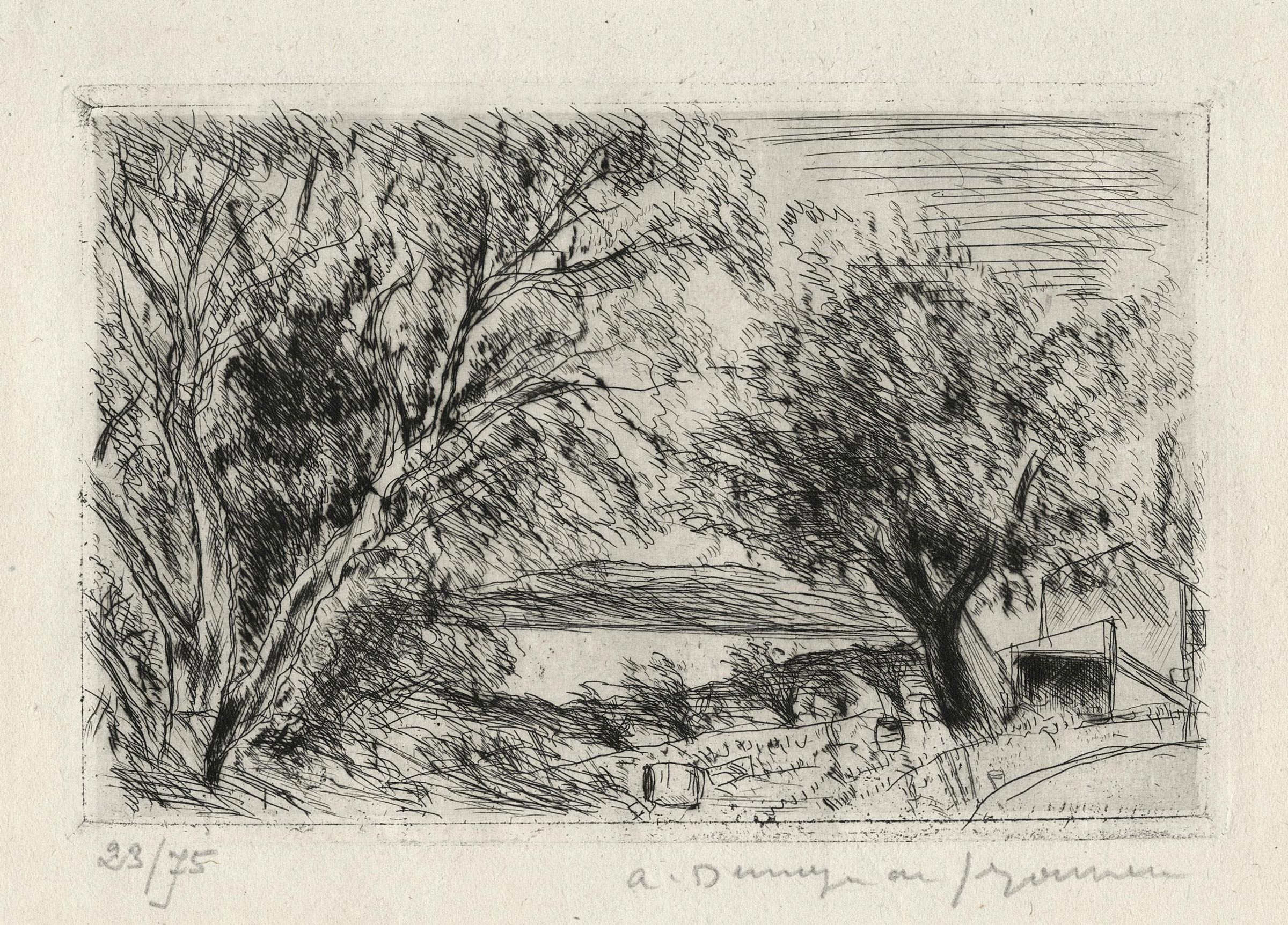 Albert-André-Marie DUNOYER DE SEGONZAC, Saint-Tropez, La ferme à l’aire (petite planche), 1925, Gravure originale à l&rsquo;eau-forte, Galerie Paul Prouté Paris