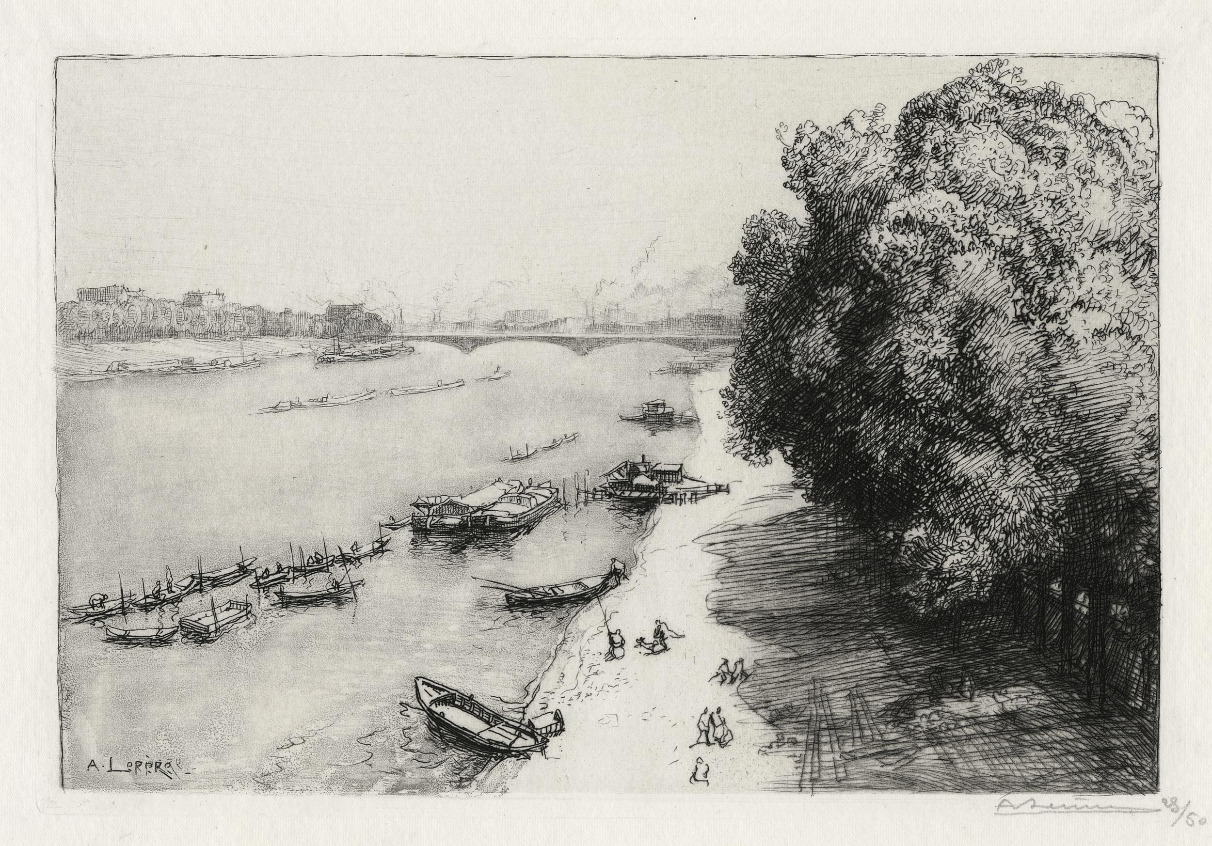 Auguste LEPÈRE, La Seine au Pont National, 1909, Gravure originale à l&rsquo;eau-forte et aquatinte, Galerie Paul Prouté Paris