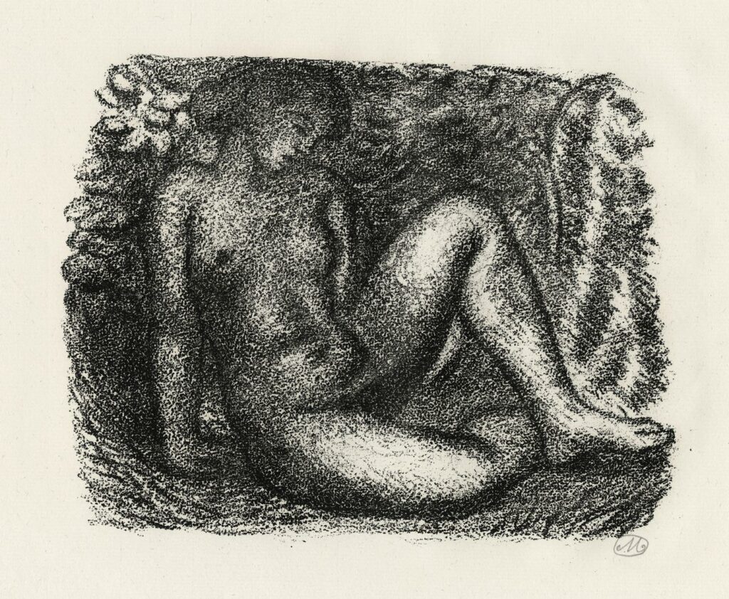 Maillol – Femme nue assise sous des feuillages