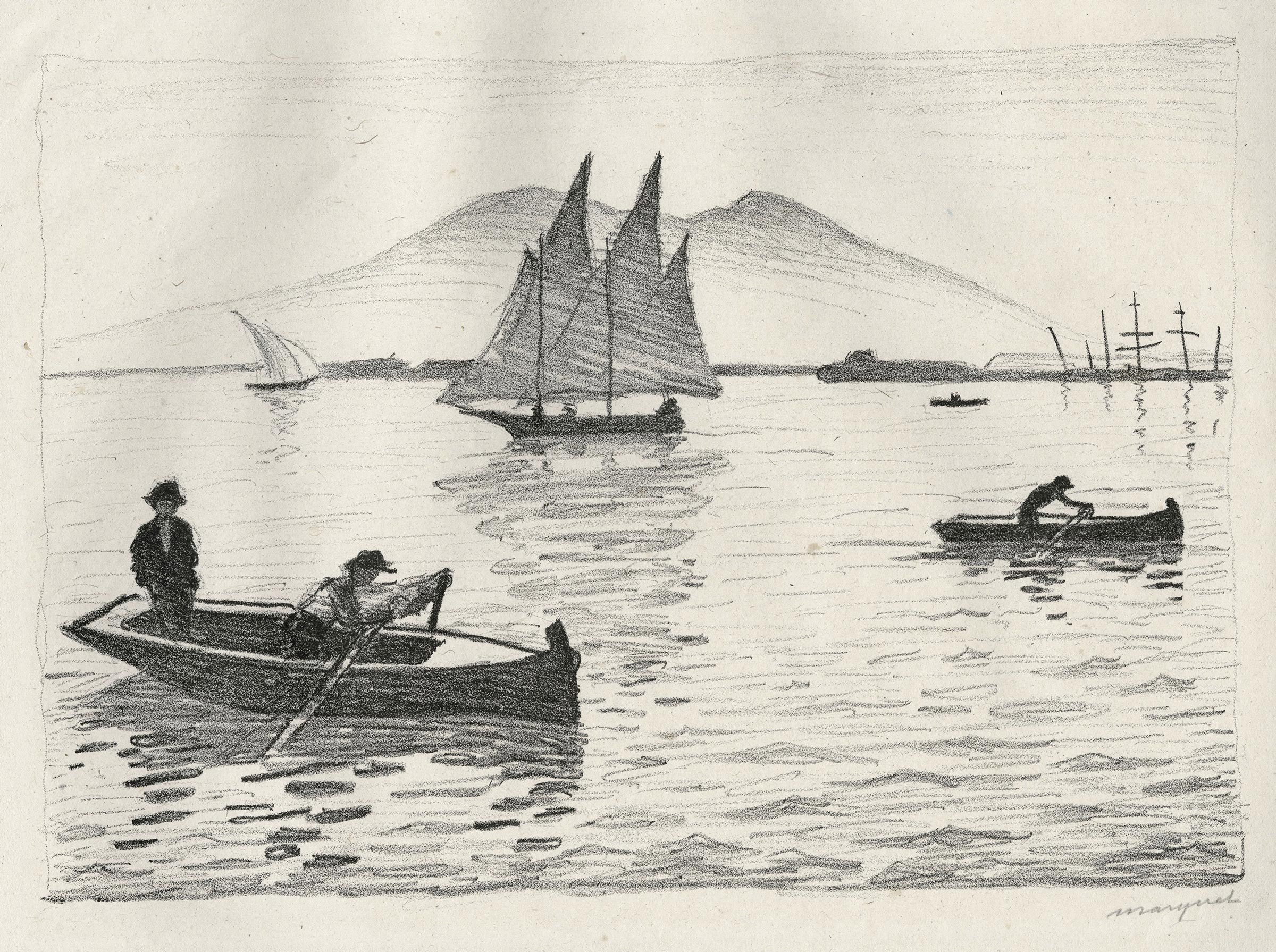 Albert MARQUET, Le Port de Naples, 1926, Lithographie originale, Galerie Paul Prouté Paris