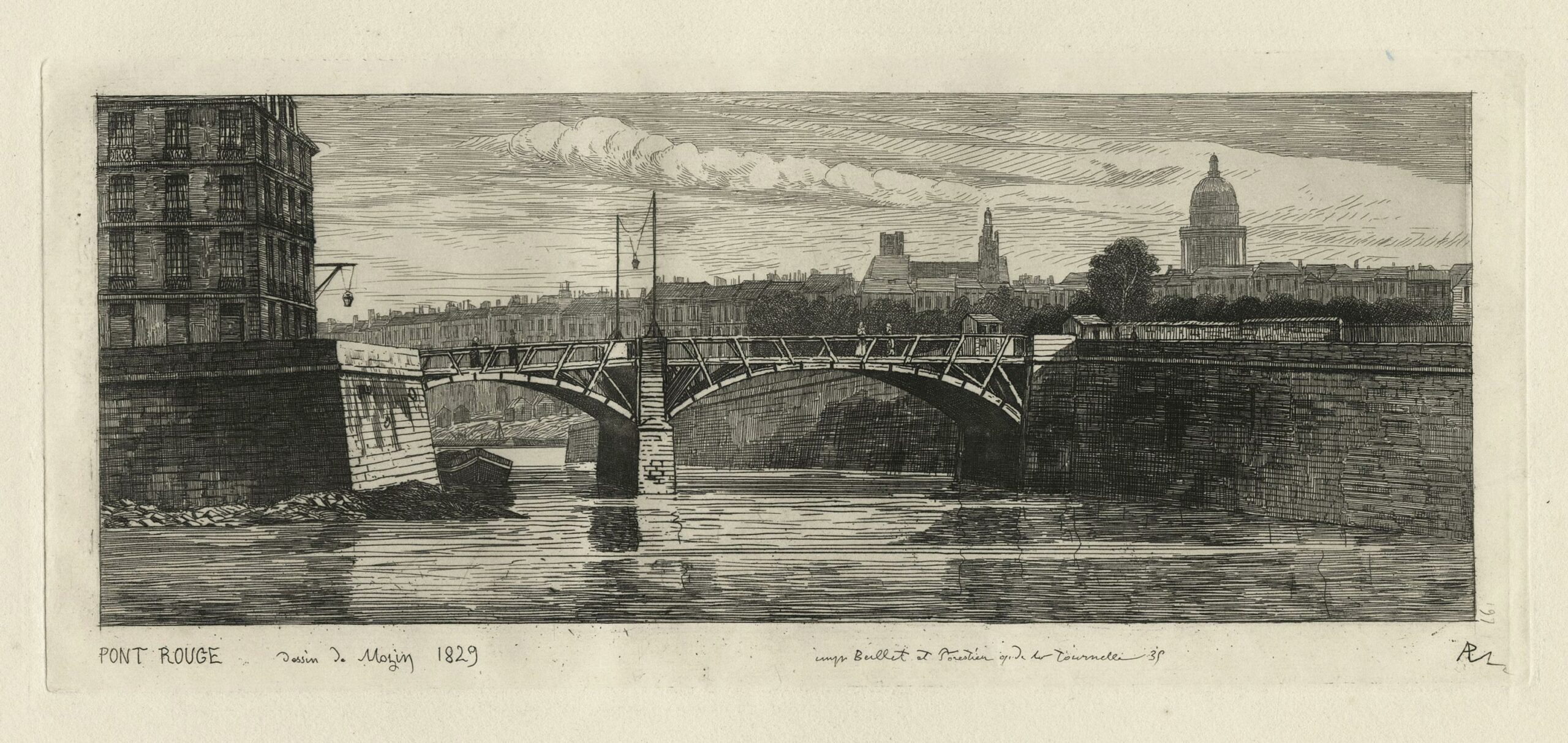 Adolphe Théodore Jules Martial POTÉMONT, Pont Rouge, 1866, Planche de l’album L’Ancien Paris, édité par Cadart en 1866, Galerie Paul Prouté Paris