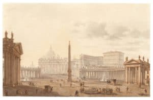 Vue animée de la place Saint-Pierre à Rome