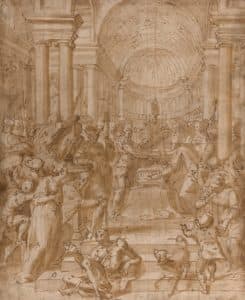 Assemblée autour d’un cercueil ouvert dans une église : la translation du corps de saint Antonin de Florence ?