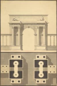 Projet d’arc de triomphe, élévation et plan