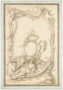 Cartouche rocaille soutenu par un aigle