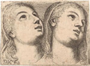 Deux études de tête d'une jeune femme