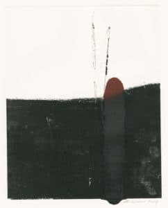 Sans titre (composition en noir, vert et rouge-brun)