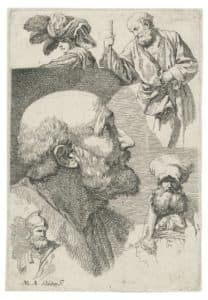 Études de têtes et de figures drapées