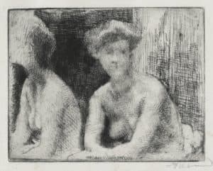 Femme nue auprès d’une glace