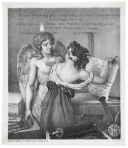 Le génie du Dessin encourageant l’art de la Lithographie