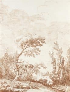 Paysage italien avec personnages assis et une villa en arrière-plan