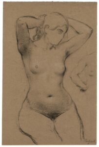 Etude de nu féminin aux bras levés