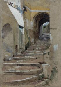 Rue étroite en escalier à Roquebrune