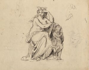Projet de sculpture avec femme et enfant (allégorie de la pensée ou de la science ?)